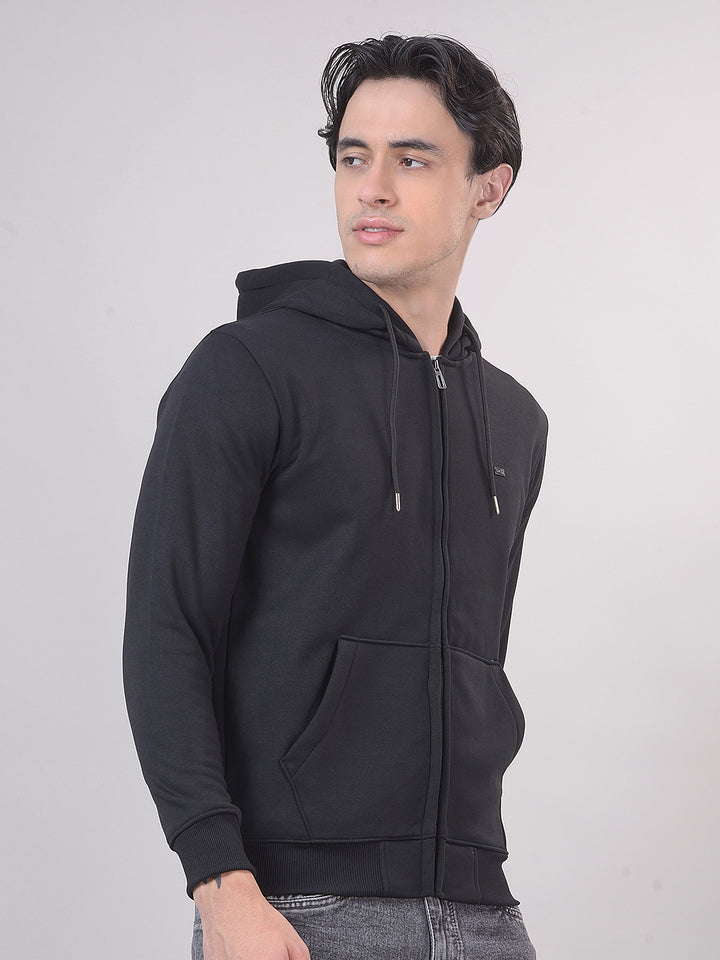 Black Solid Zip-Up Sweatshirt