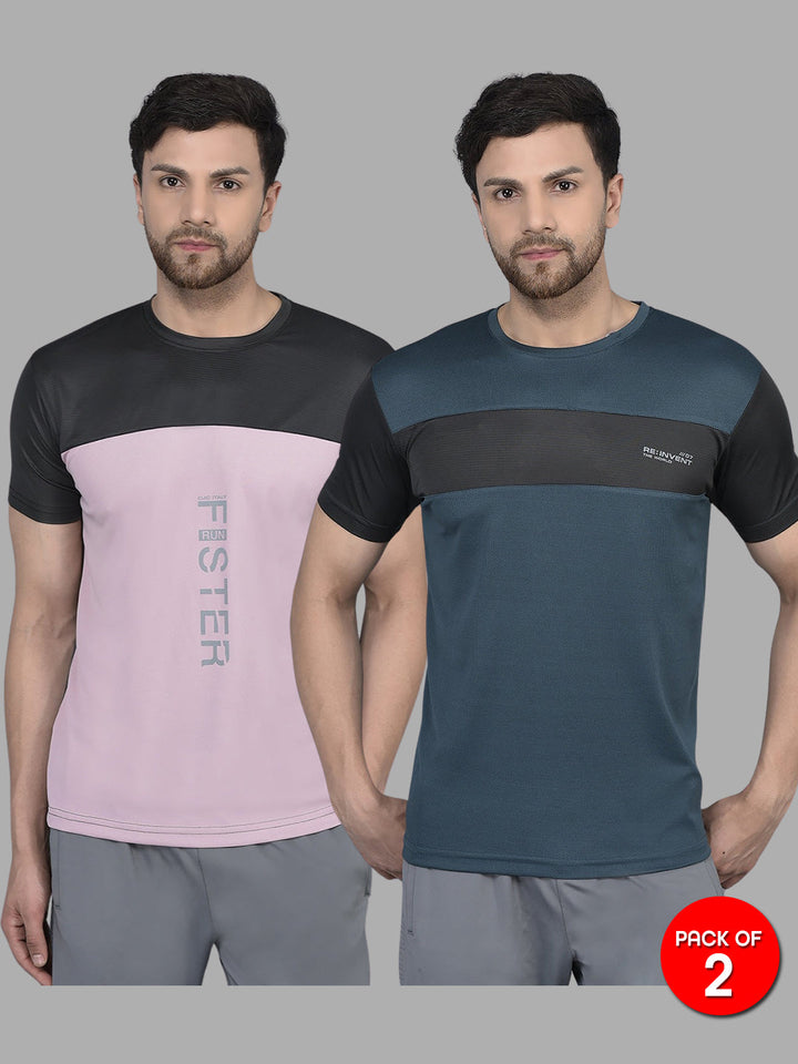 cobb mens combo round neck active wear t-shirt (pack of 2)