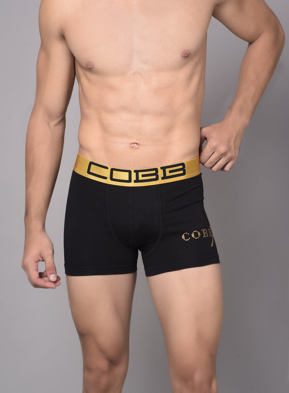 Cobb Mens Cotton Black and Navy Solid Premium Trunk (Pack of 2)