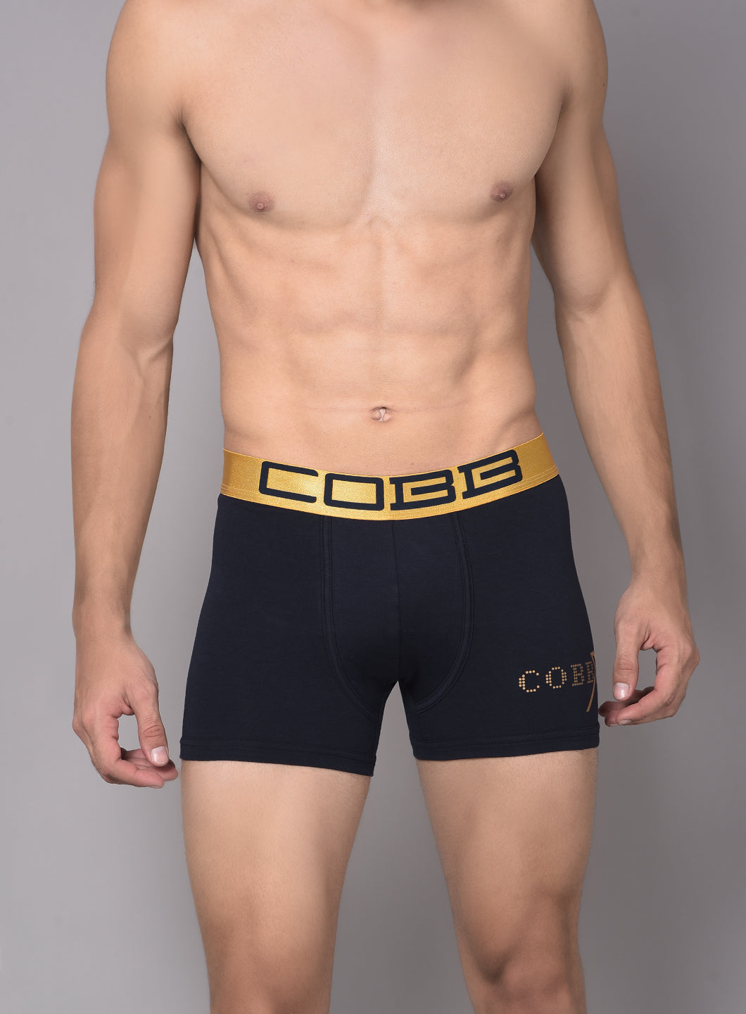 Cobb Mens Cotton Black and Navy Solid Premium Trunk (Pack of 2)