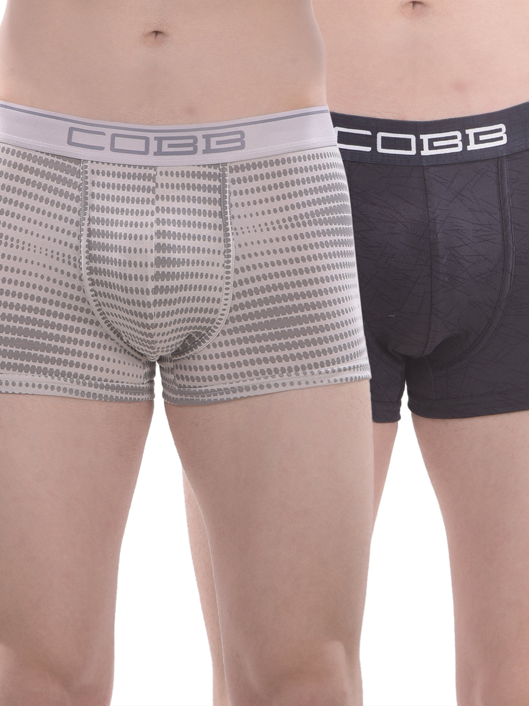 cobb men's pack of 2 printed dark grey & grey premium trunks