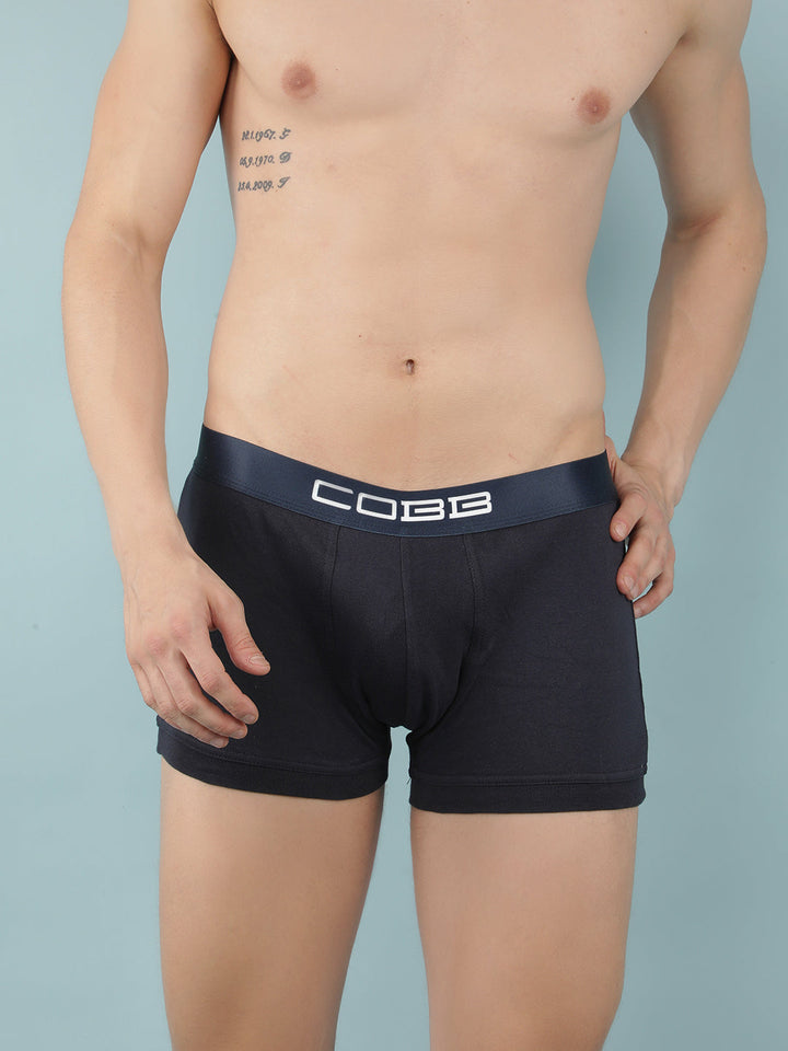 cobb mens cotton navy blue solid premium trunk