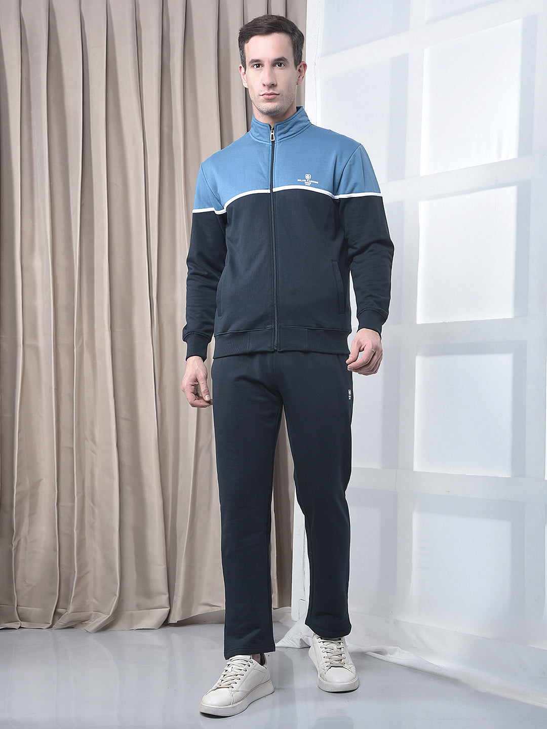 cobb navy blue color-block winter tracksuit
