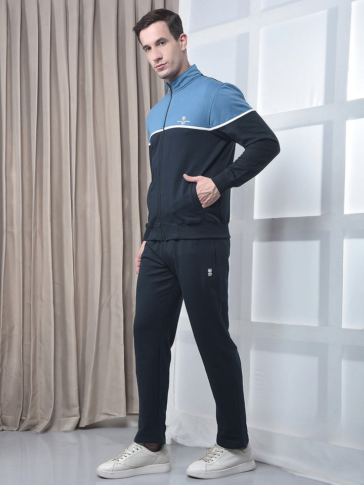 cobb navy blue color-block winter tracksuit