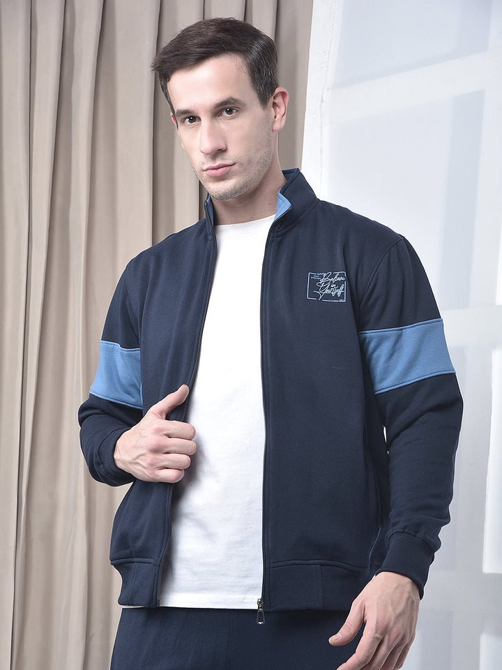 cobb navy blue color-block winter tracksuit