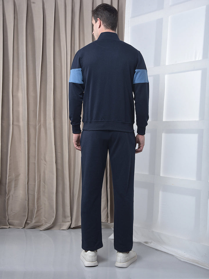 cobb navy blue color-block winter tracksuit