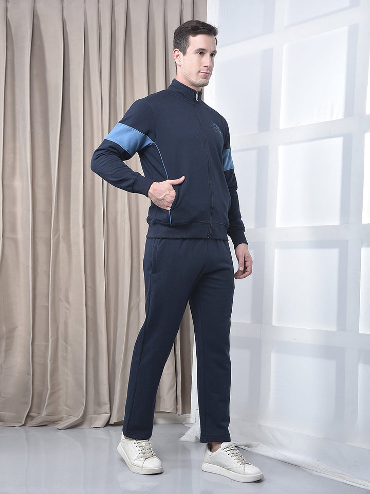 cobb navy blue color-block winter tracksuit