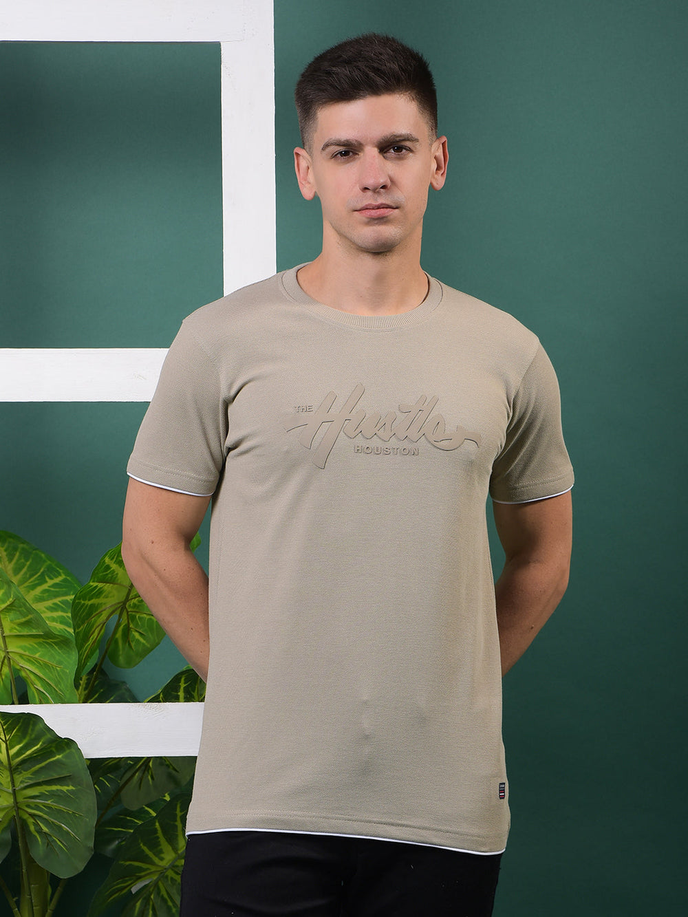 cobb beige printed round neck t-shirt