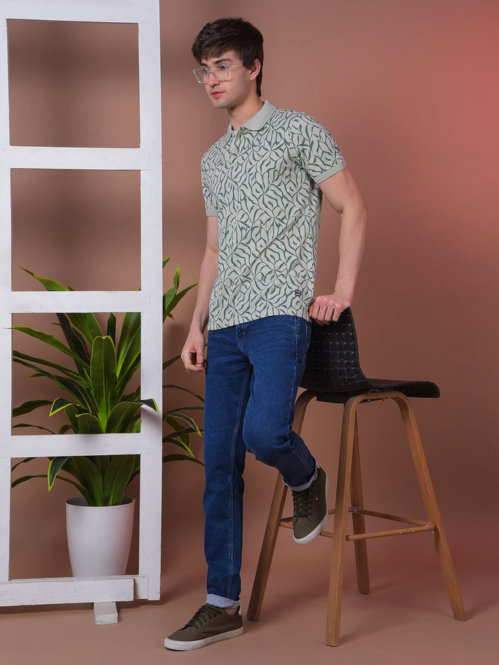 COBB MEHANDI PRINTED POLO NECK T-SHIRT