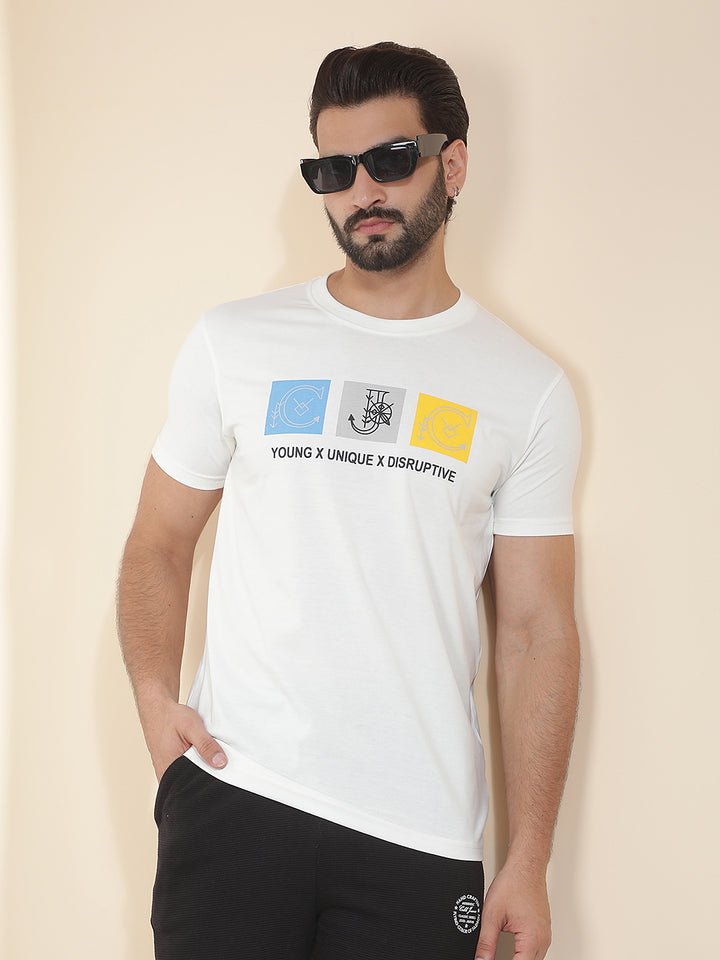 cobb off white printed round neck t-shirt