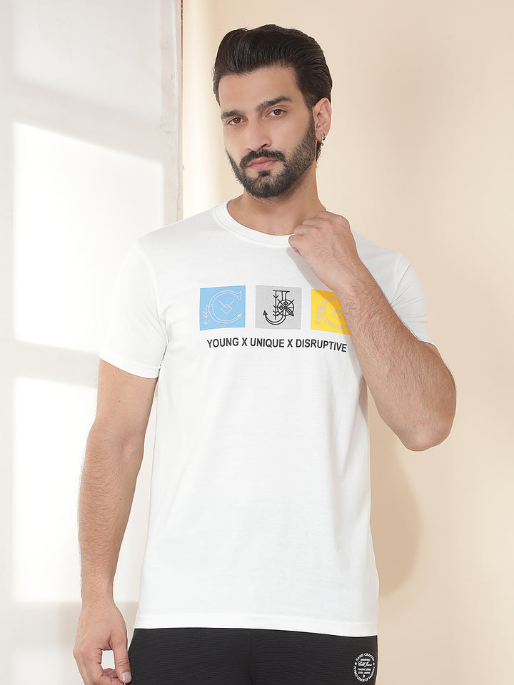 cobb off white printed round neck t-shirt