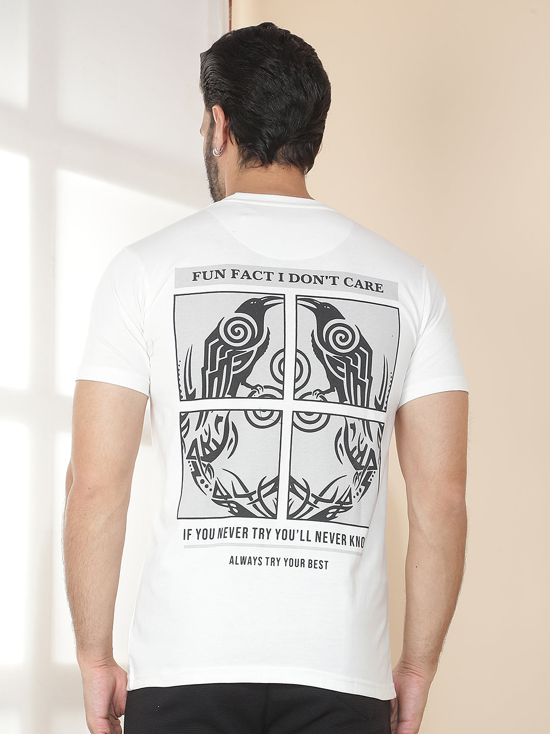 cobb off white printed round neck t-shirt