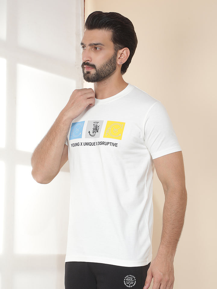 cobb off white printed round neck t-shirt
