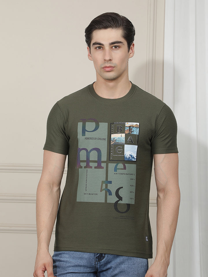 olive printed round tees