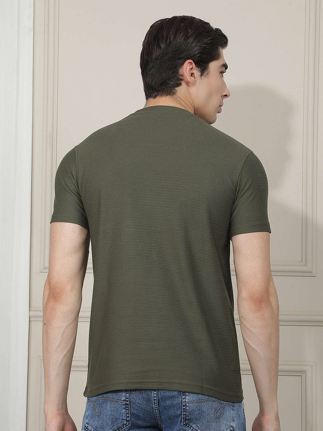 olive printed round tees