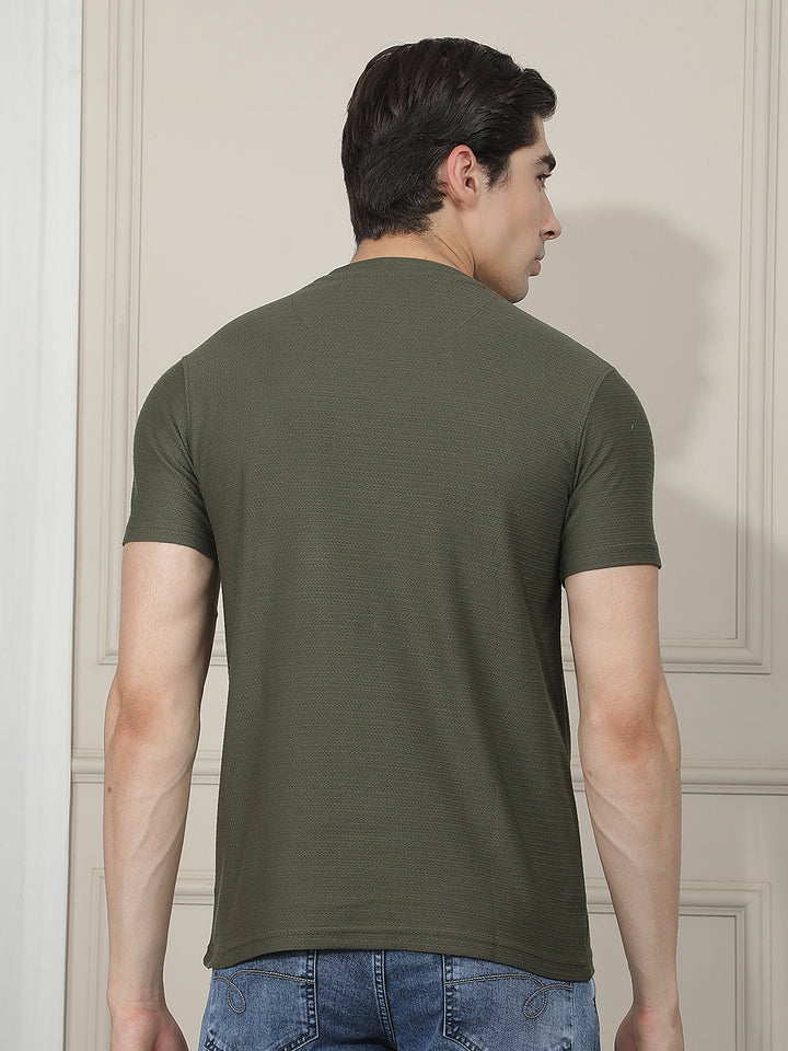 olive printed round tees