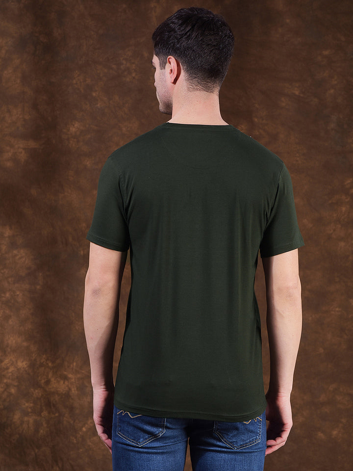 cobb bottle green printed round neck t-shirt