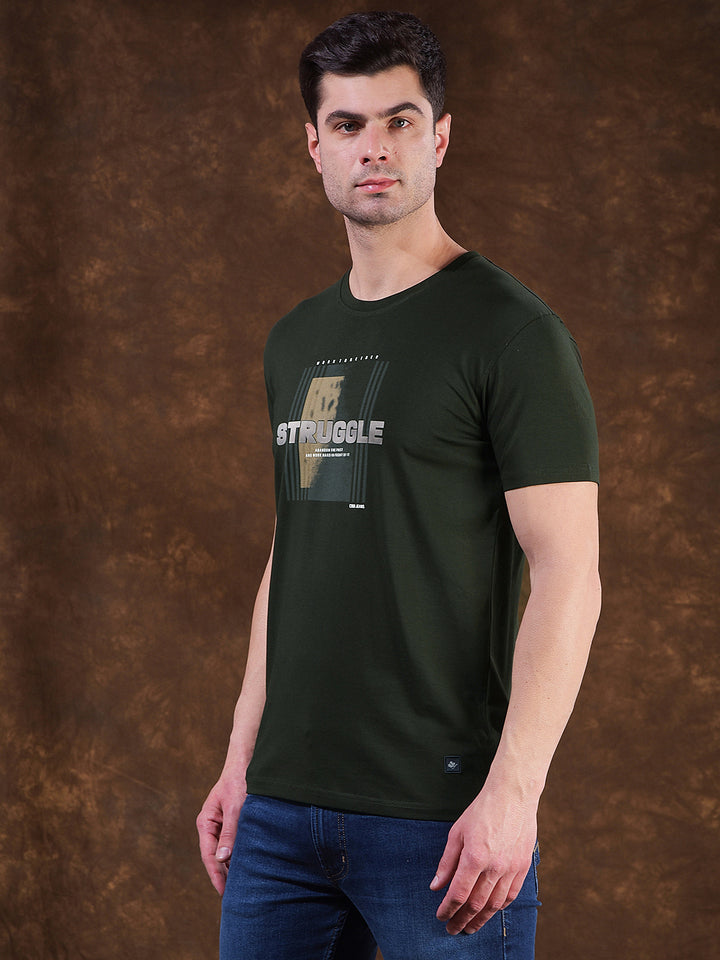 cobb bottle green printed round neck t-shirt