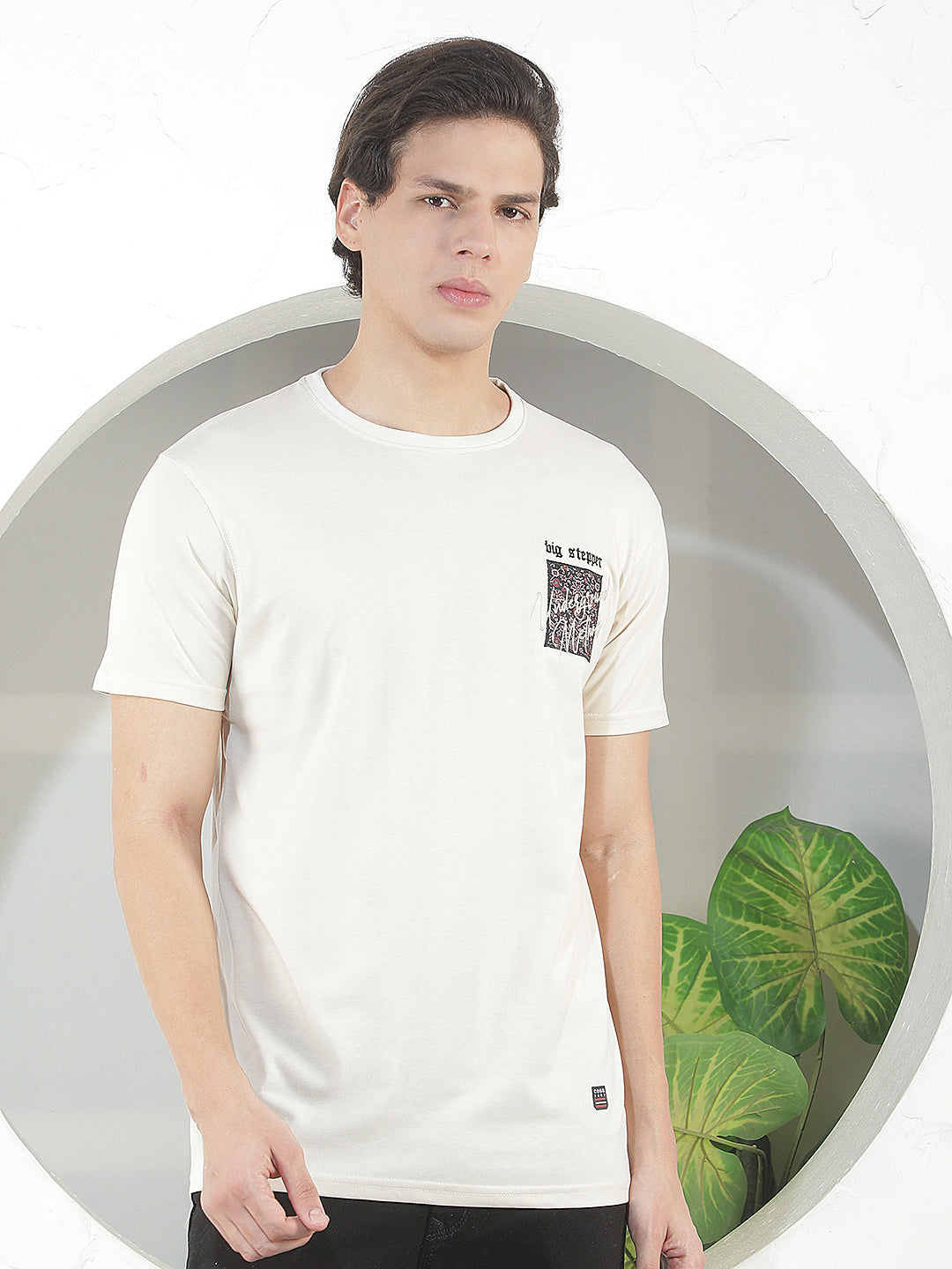 off white self-design round tees