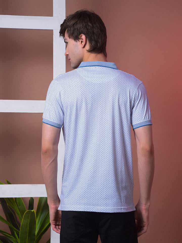 cobb sky blue printed polo neck t-shirt