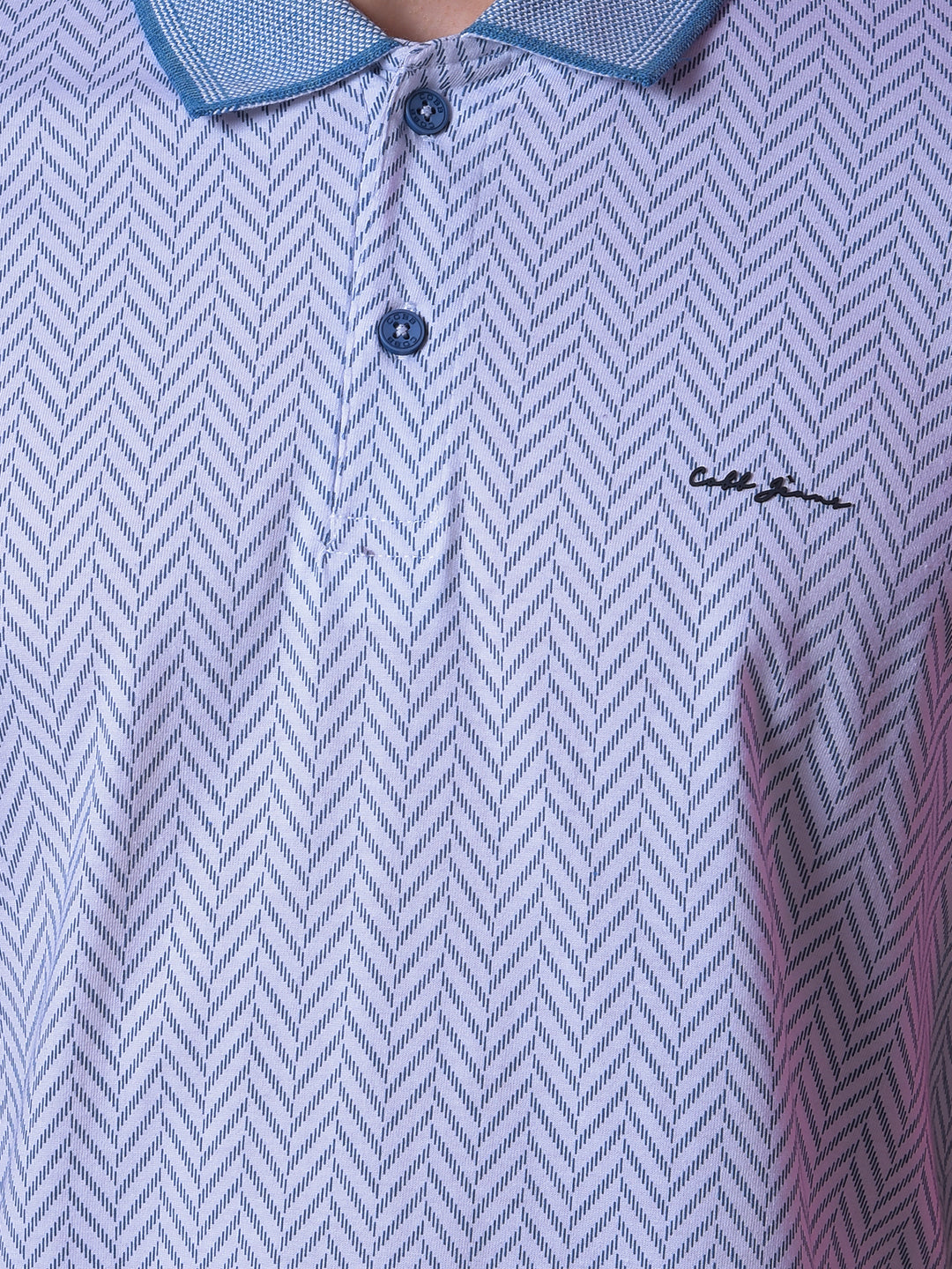cobb sky blue printed polo neck t-shirt
