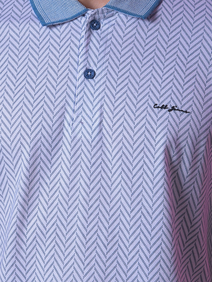 cobb sky blue printed polo neck t-shirt