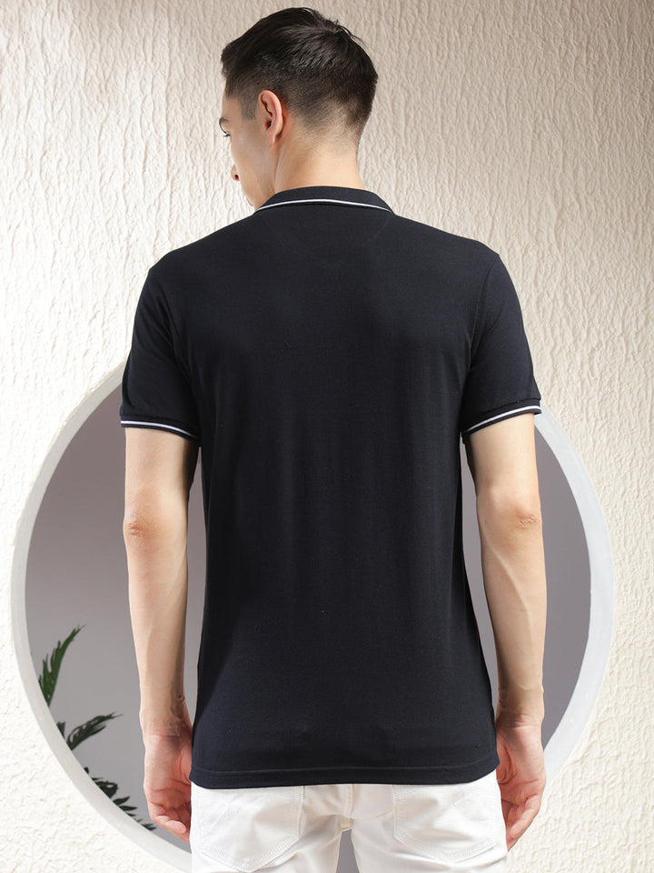 cobb maroon color-block polo neck t-shirt