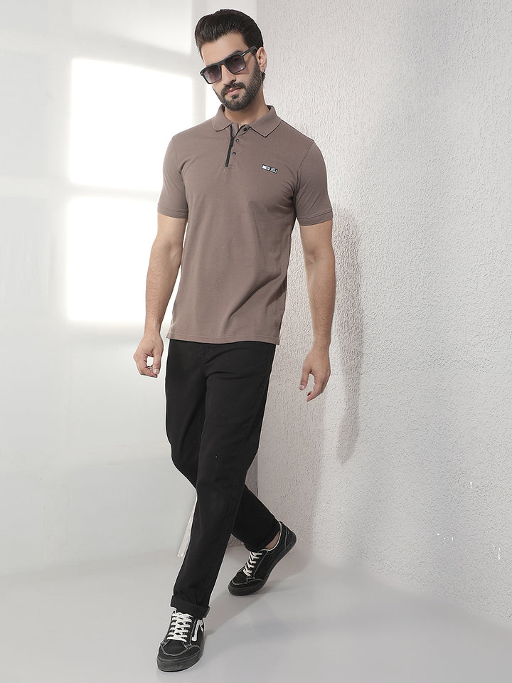 COBB BROWN SOLID POLO NECK T-SHIRT