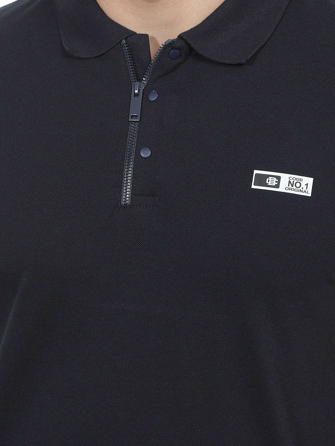 navy blue solid polo t-shirt