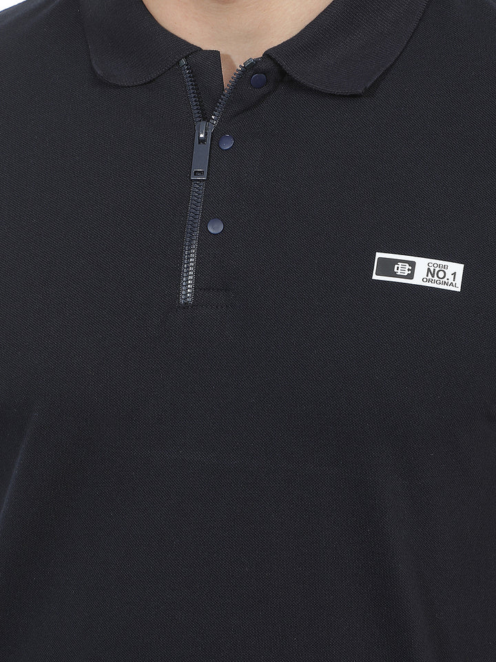 navy blue solid polo t-shirt