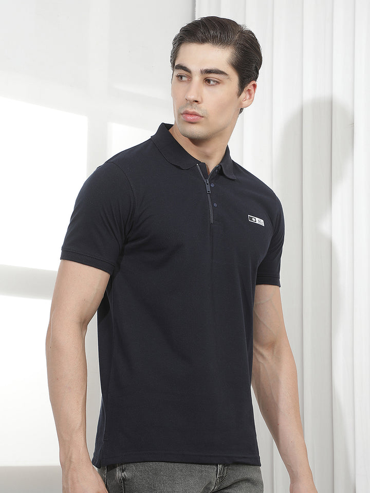 NAVY BLUE SOLID POLO T-SHIRT
