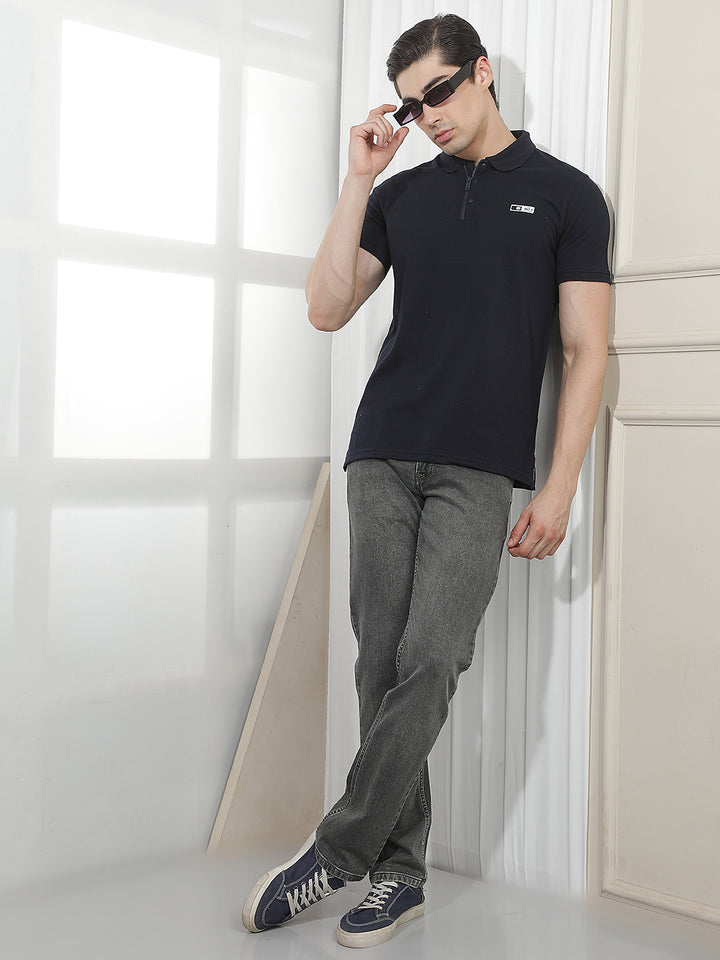 NAVY BLUE SOLID POLO T-SHIRT