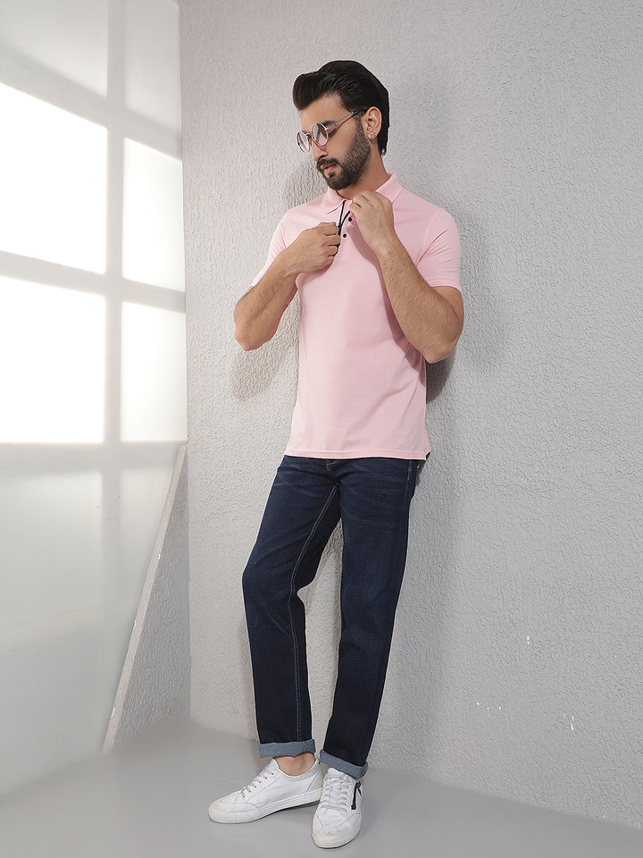COBB PINK SOLID POLO NECK T-SHIRT