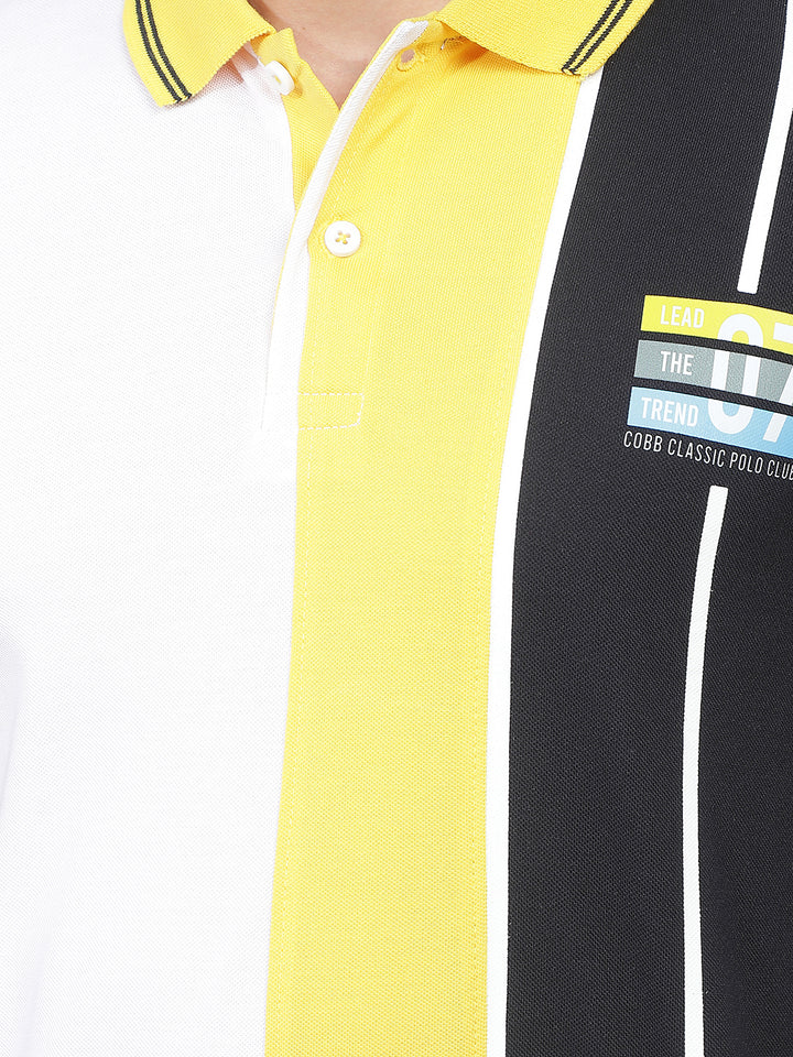 WHITE COLOR-BLOCK POLO T-SHIRT