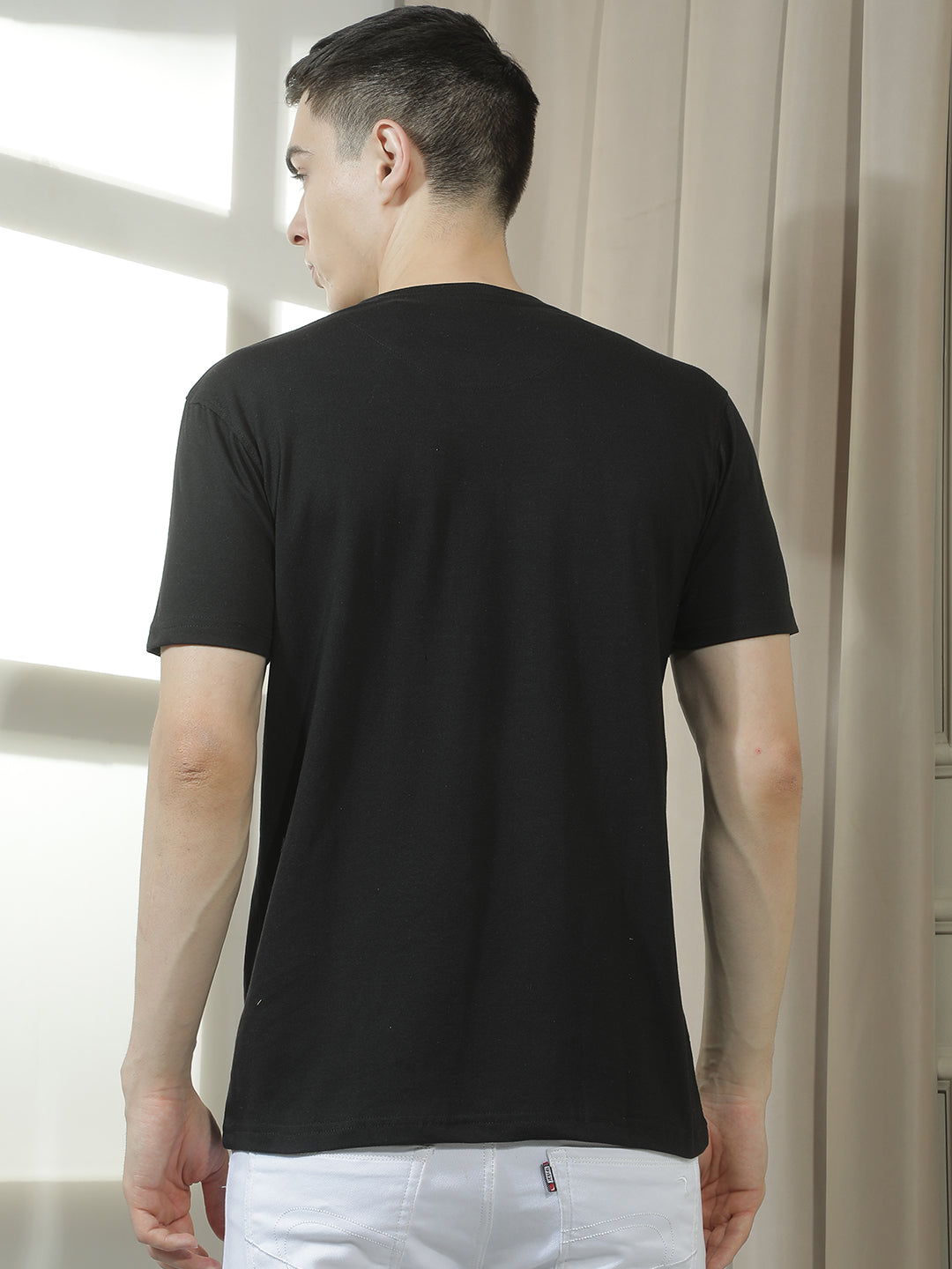 cobb black printed round neck t-shirt