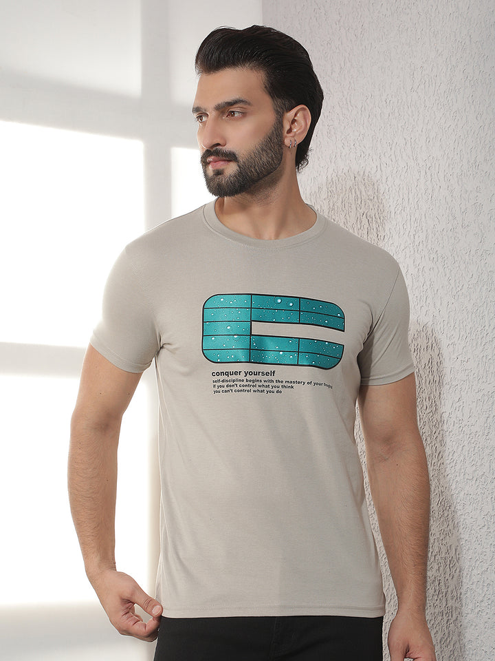 cobb beige printed round neck t-shirt