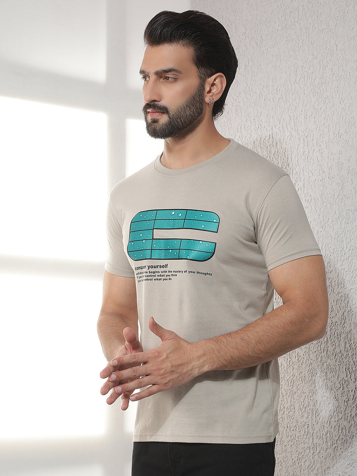 cobb beige printed round neck t-shirt