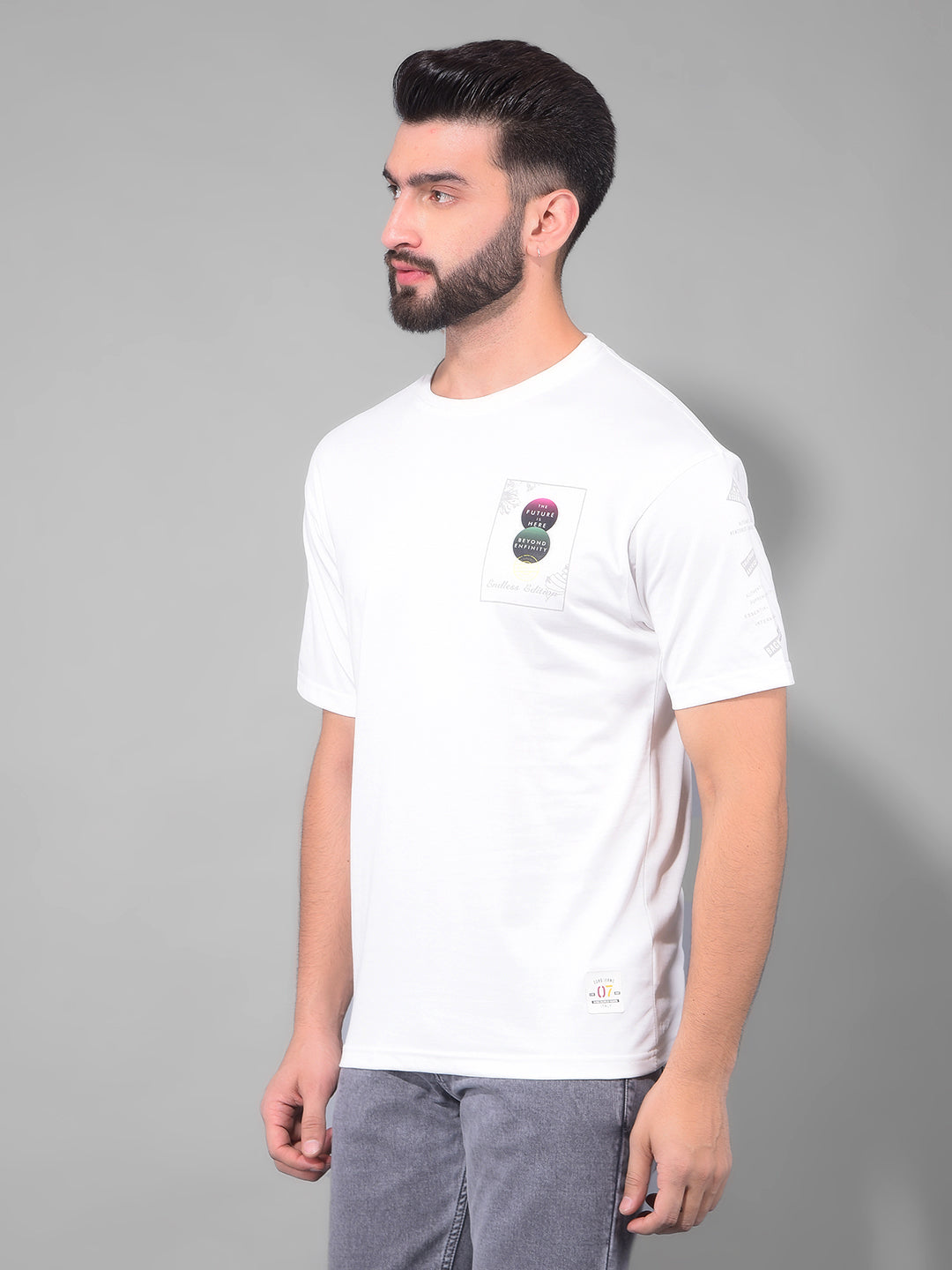 cobb off white endless printed round neck oversized t-shirt