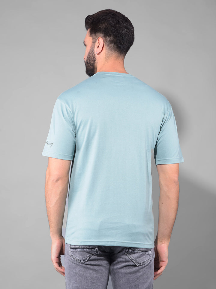 cobb sea green printed round neck oversized t-shirt