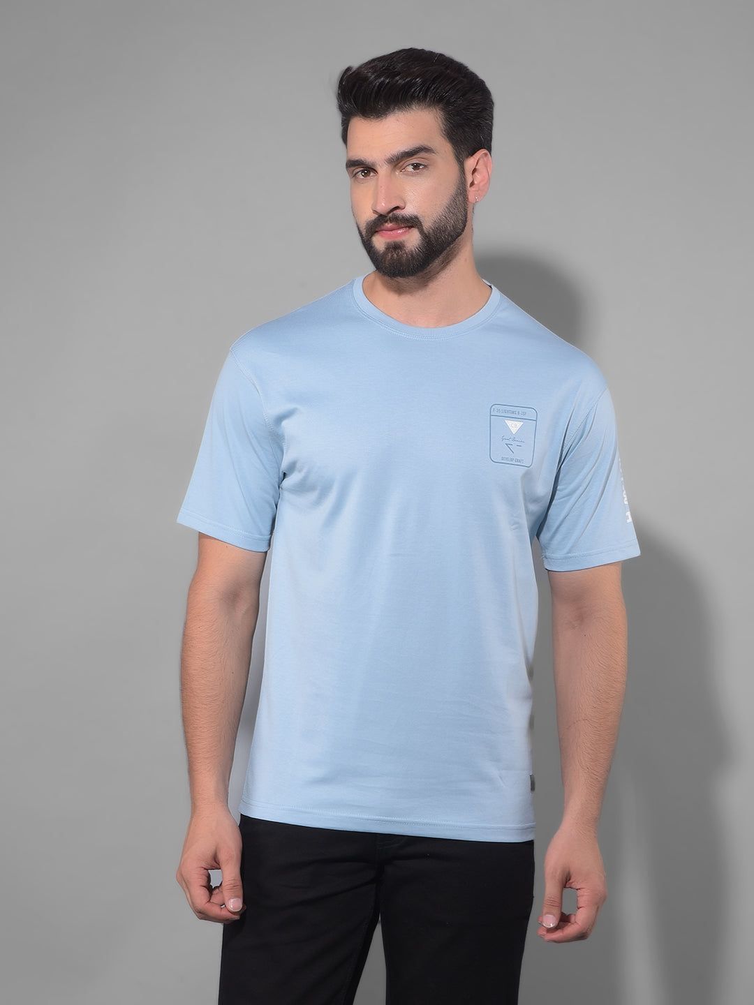 cobb solid sky blue round neck oversized t-shirt