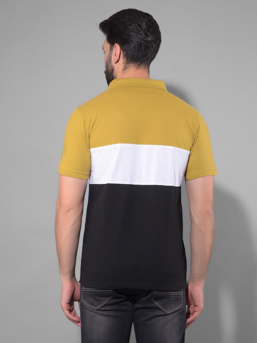 cobb black printed polo neck t-shirt