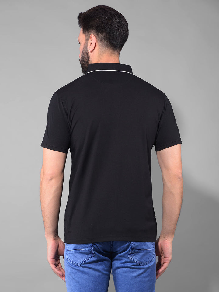 cobb solid black polo neck t-shirt