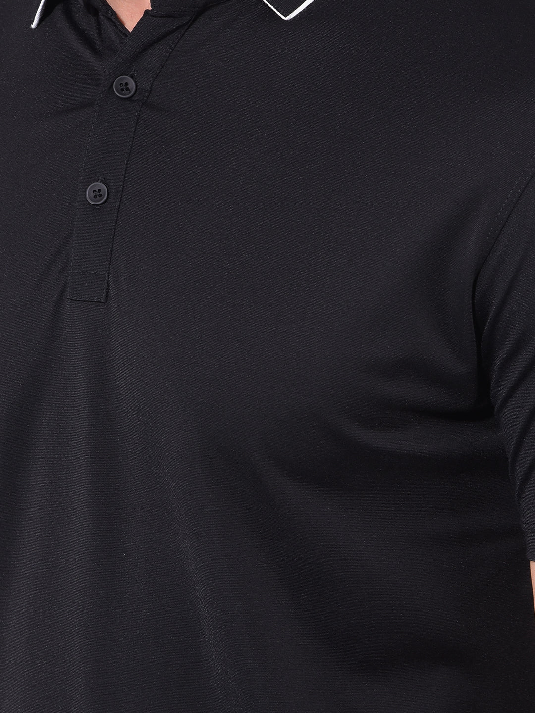 COBB SOLID BLACK POLO NECK T-SHIRT