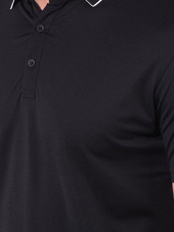 COBB SOLID BLACK POLO NECK T-SHIRT