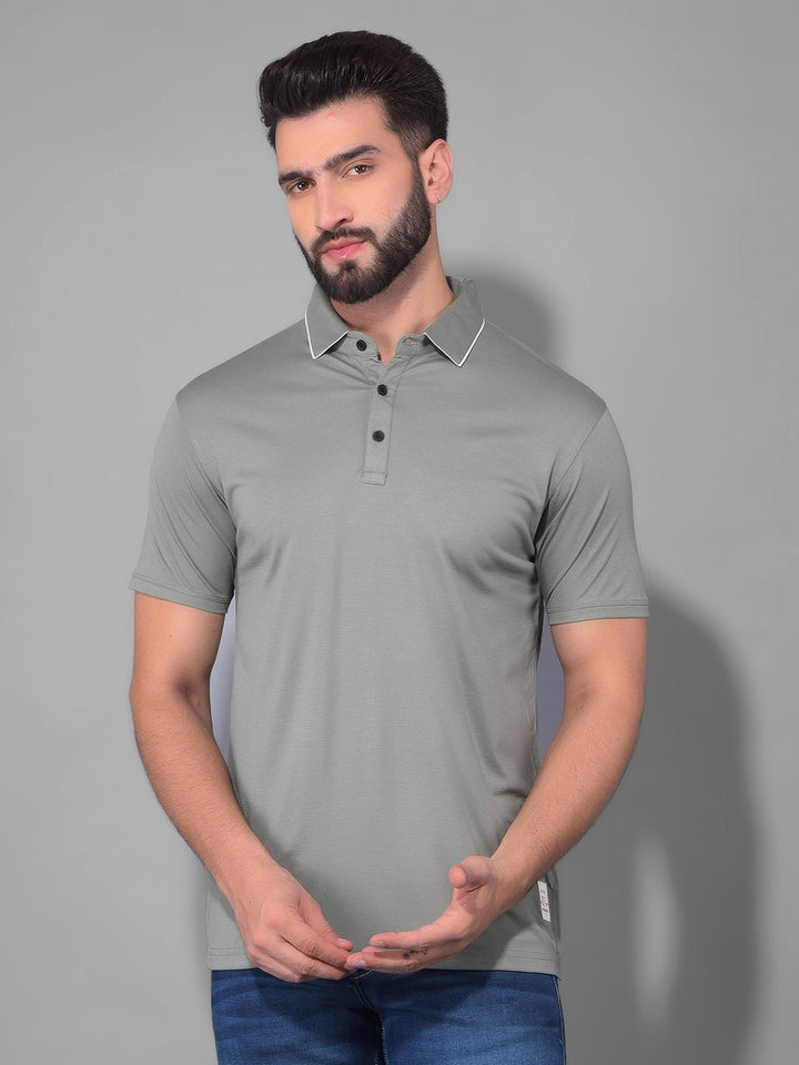 cobb solid hunter green polo neck t-shirt