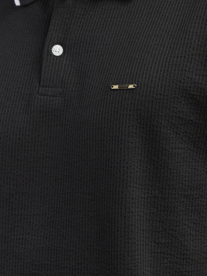 cobb black striped polo neck t-shirt