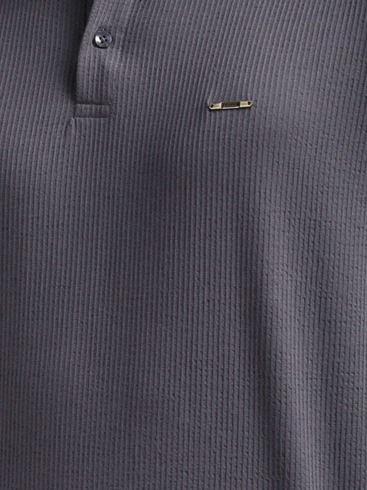 cobb dark grey striped polo neck t-shirt