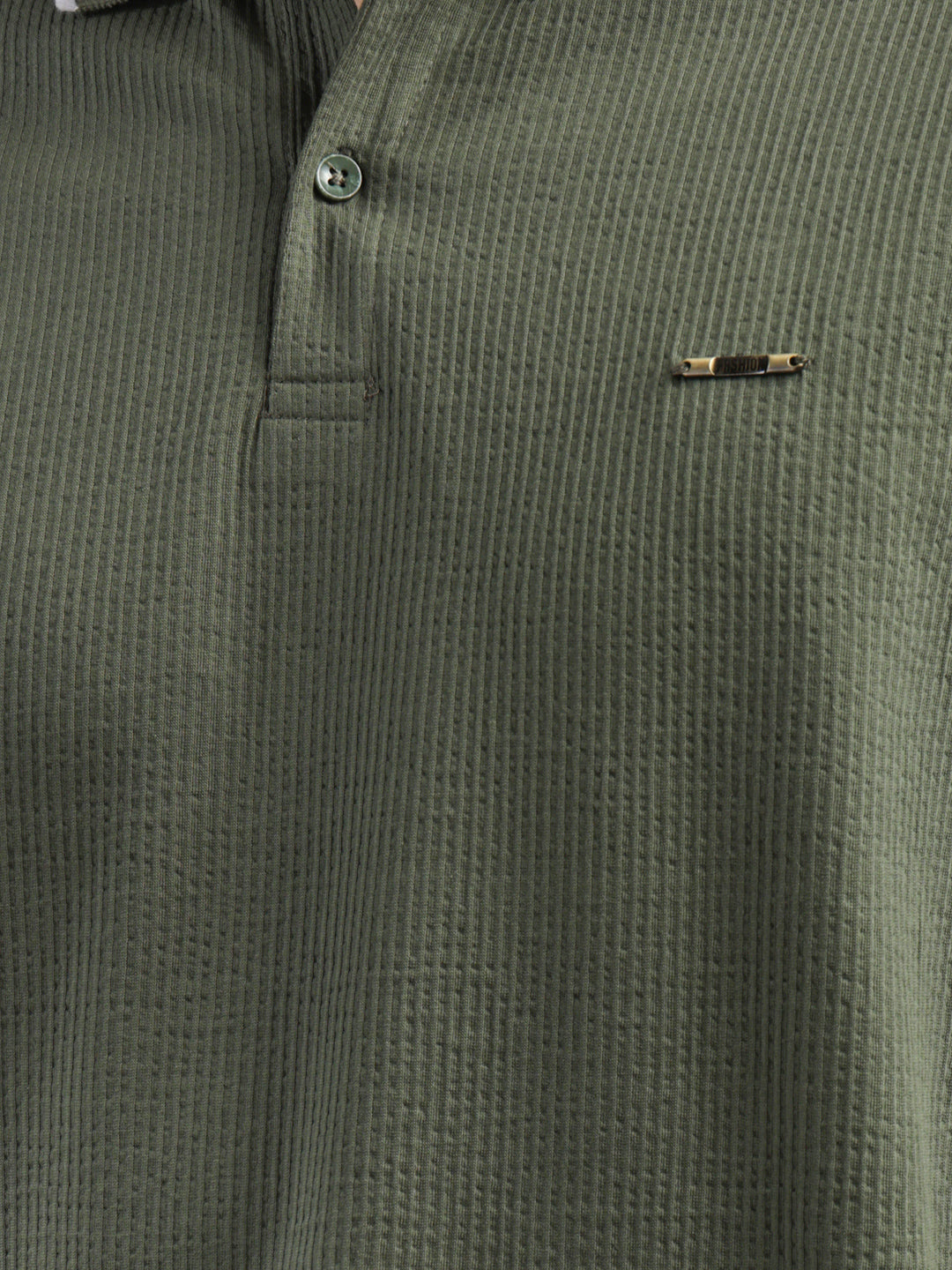 cobb olive striped polo neck t-shirt