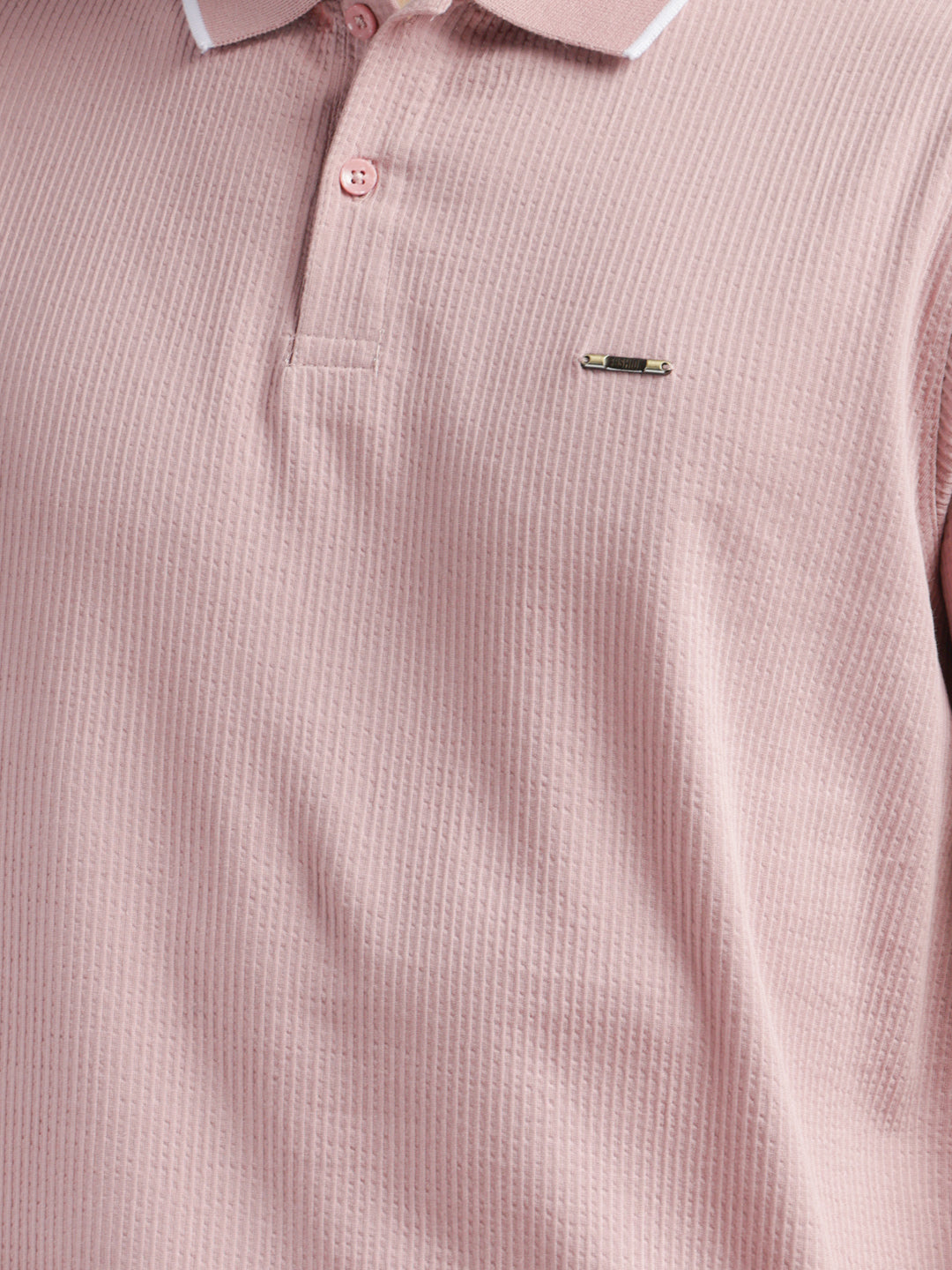 cobb light mauve striped polo neck t-shirt