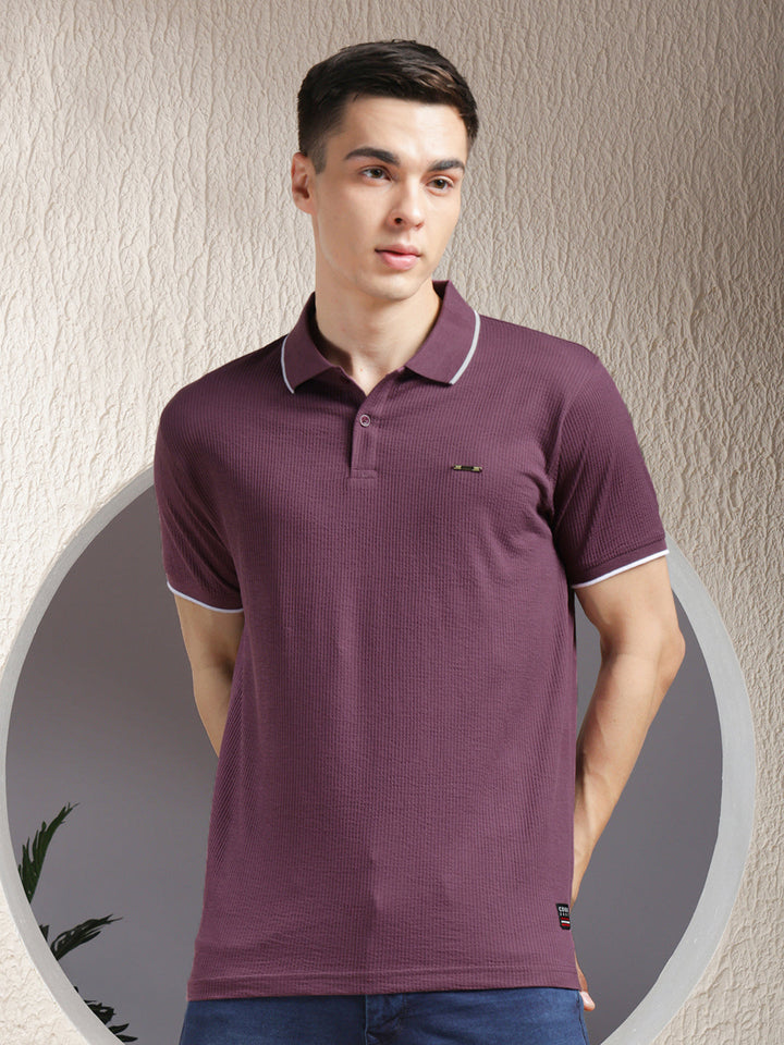 cobb purple striped polo neck t-shirt
